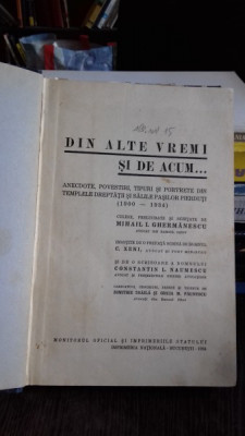 DIN ALTE VREMI SI DE ACUM. ANECDOTE, POVESTIRI. - MIHAIL I. GHERMANESCU foto