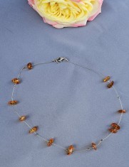 FINUT LANT VINTAGE DIN ARGINT 925 CU DECOR CHIHLIMBAR IN FORMA DE CIPSURI