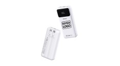 CU LOGO UNIC Baterie externă Dudao K15Pro 20000mAh 22.5W PD USB-C / USB-A / Cabluri &icirc;ncorporate Lightning și USB-C - Albă