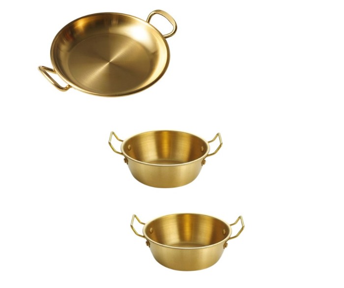 Set tava rotunda cu manere pentru servire si doua sosiere cu doua manere