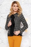 Blazer LaDonna negru elegant cu un croi cambrat din lana captusit pe interior cu aplicatii cu paiete