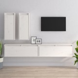 VidaXL Comode TV, 4 buc., alb, lemn masiv de pin