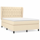 Cumpara ieftin Pat continental cu saltea, crem, 140x200 cm, material textil