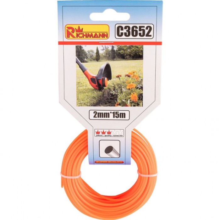 Fir rezerva motocoasa, trimmer, 2 mm x 15 m, Richmann