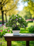 Copăcel decorativ artificial 25 cm cu flori mov