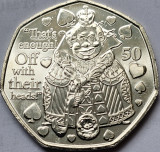 50 pence 2021 Isle of Man/ Insula Man, Queen Of Hearts, Alice in Wonderland,aunc