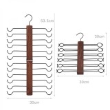 Umeras pliabil din lemn si otel, cu 12 suporturi pentru sutien, dimensiuni 53.5 cm x 30 cm, negru/maro