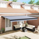 vidaXL Cortina Retractabilă Albastru și Alb 500 &times; 300 cm