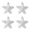 Set Ornamente Brad Crăciun, Model Stele, Spumă, Culoare Alb, Tinsel Holografic, 6cm, 4 Bucăți, Oem