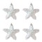 Set Ornamente Brad Crăciun, Model Stele, Spumă, Culoare Alb, Tinsel Holografic, 6cm, 4 Bucăți