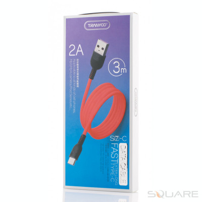 Cabluri Tranyoo, S7, USB Type-C Cable, 3m, 2A, Red foto