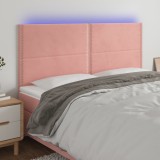 VidaXL Tăblie de pat cu LED, roz, 180x5x118/128 cm, catifea