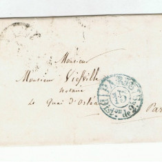 France 1840 Postal History Rare Cover STAMP BLUE PARIS DIST DE 2HS 15C D.717