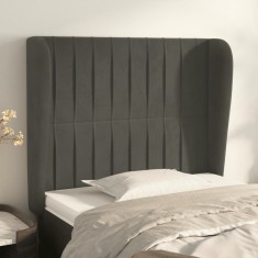 vidaXL Tăblie de pat cu aripioare gri &icirc;nchis 83x23x118/128 cm catifea 3118225