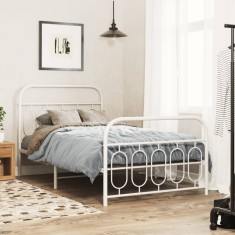 vidaXL Cadru de pat metalic cu tăblie de cap/picioare, alb, 107x203 cm 377180