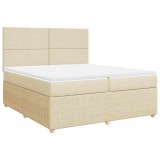 Cumpara ieftin Pat box spring cu saltea, crem, 200x200 cm, textil