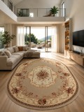 Cumpara ieftin Covor Oval Lotos 507-100, Marime 60 x 110 cm, Bej, Crem, Inaltime Fir 8 mm, Antialergic, Polipropilena, Living, Dormitor, Sufragerie, Birou