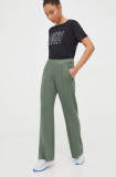 Dkny pantaloni de trening culoarea verde, neted