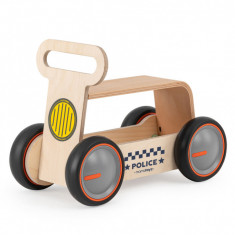 Masinuta ride-on, premergator si carucior de jucarii MamaToyz DriveMe Wood, Politie - Jucarie din lemn 3 in 1