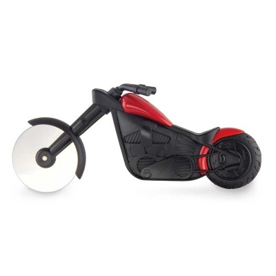 Cutit pizza creativ Flippy, in forma de motocicleta, cu suport pentru cutit, 21.5 x 9.5 cm, otel/PP, negru foto