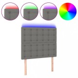 Cumpara ieftin Tablie de pat cu LED, gri inchis, 100x5x118/128 cm, textil