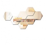 Stickere Acrilice Decorative Hexagonale Argintii, 5 buc, 16cm, Autoadezive, Oglinda, Perete, Tavan, Mobilier, Baie, Bucatarie, Living