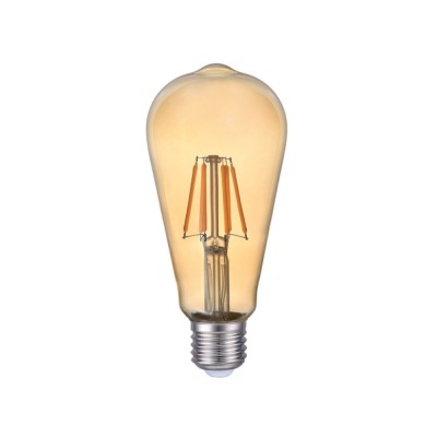 Bec LED filament ST64 6W E27 2200K, auriu, Novelite foto