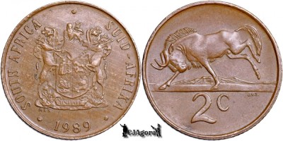 1989, 2 Cents (Hern#D79; &amp;#039;A.L.S.&amp;#039;) - Africa de Sud foto