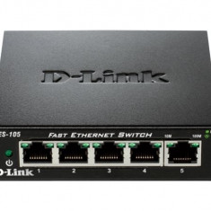 D-link switch des-105 5 porturi 10/100mbps desktop fara management metal negru