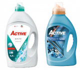 Detergent lichid pentru rufe albe Active, 4.5 litri, 90 spalari + Balsam de rufe Active Magic Blue, 1.5 litri, 60 spalari