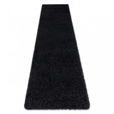 Covor, Traversa SOFFI shaggy 5cm negru - pentru bucătărie, hol și coridor, 80x250 cm, Dreptunghi, Polipropilena