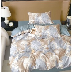 Lenjerie De Pat Ieri Xf018, Bumbac, 4 Piese, Fara Elastic, Gri, Imprimeu