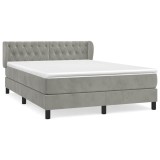 Cumpara ieftin Pat box spring cu saltea, gri deschis, 140x200 cm, catifea