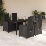 VidaXL Set mobilier de grădină cu perne, 5 piese, negru, poliratan