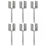 VidaXL Ancore de gard, 6 buc., argintiu, 7x6x30 cm, oțel galvanizat