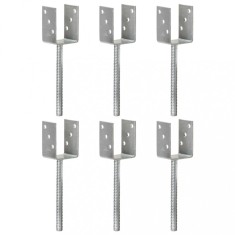 vidaXL Ancore de gard, 6 buc., argintiu, 7x6x30 cm, oțel galvanizat