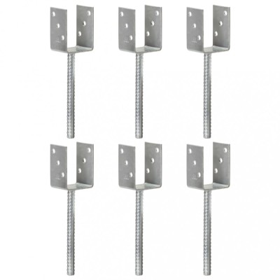 Ancore de gard, 6 buc., argintiu, 7x6x30 cm, oțel galvanizat foto