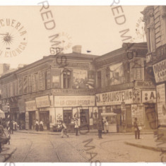 2871 - BUCURESTI street stores, Romania - old postcard, real PHOTO - used - 1917