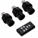 Set 3 Dulii wireless E27 si telecomanda cu raza de actiune 30 m, Kwmobile, Negru, Plastic, 43965