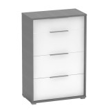 Cumpara ieftin Comoda, cu 3 sertare din mdf grafit alb, RASK, 75x38x112 cm