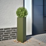VidaXL Jardinieră de grădină, verde, 30x26x75 cm, oțel, triunghiulară