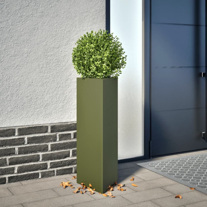 Gossi jardiniera de gradina, verde, 30x26x75 cm, otel, triunghiulara