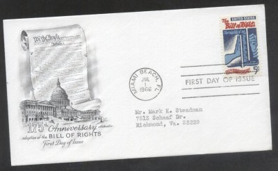 United States 1966 UNO Bill of rights FDC K.638 foto