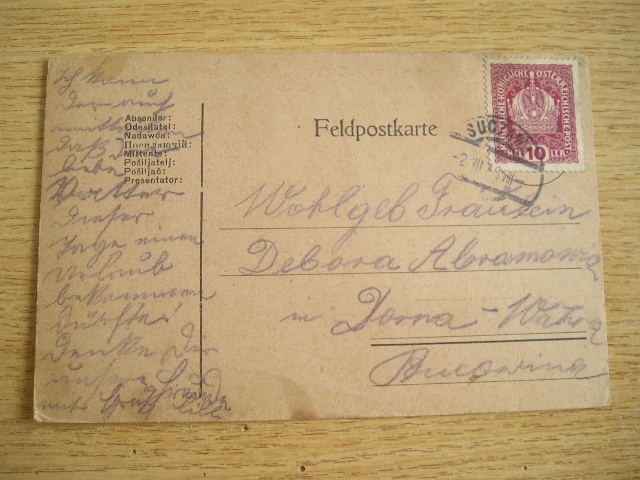 D11 - Carte postala - straina - Austria - trimisa la Vatra Dornei la 1918