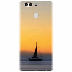 Husa silicon pentru Huawei P9, Wind Sail Boat Ocean Sunset