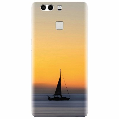 Husa silicon pentru Huawei P9, Wind Sail Boat Ocean Sunset foto