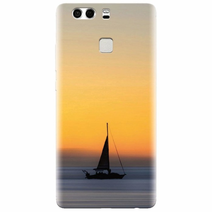 Husa silicon pentru Huawei P9, Wind Sail Boat Ocean Sunset