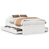 Cumpara ieftin Cadru pat fara saltea/cu sertare alb 135x190 cm lemn masiv pin