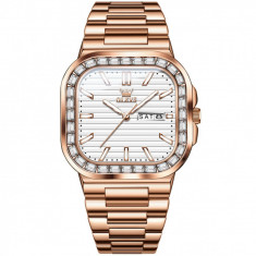 Ceas barbatesc Olevs CS1639, otel inoxidabil, rose gold, cadran alb