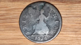 Marea Britanie medievala - moneda de colectie - 1 farthing 1754 - George II, Europa